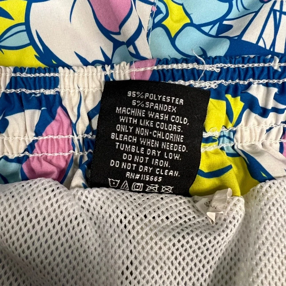 Looney Tunes Swim‎ Trunks Cartoon Characters Tweety Taz Elastic Waistband Sz M